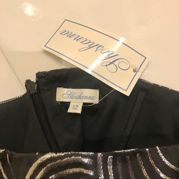 Shoshanna Strapless Metallic Silver & Black Dress - Picture 7 of 8